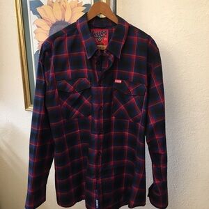 DIXXON Flannel Co Men's Red and Blue Plaid Shirt